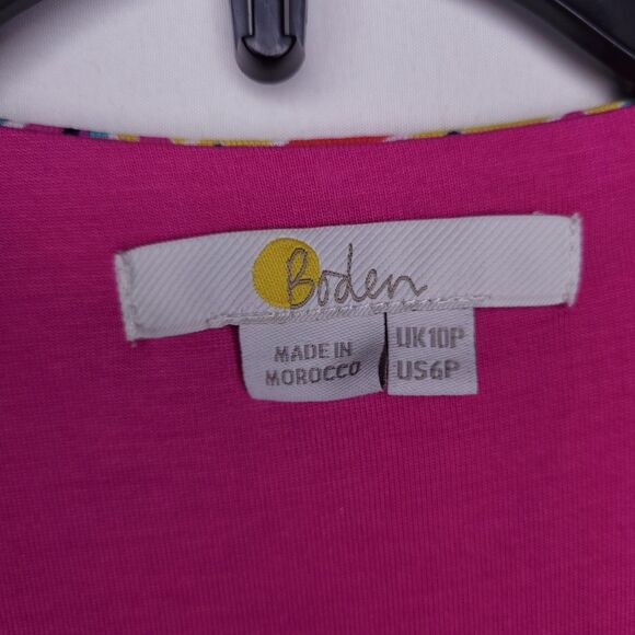 Boden Dress 6P Paisely Pink, Yellow Faux Wrap Evangeline Waist Tie AOP - Picture 10 of 12